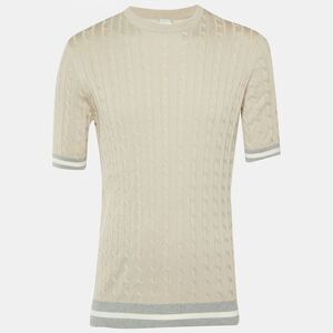 Eleventy Beige Cable Knit Crew Neck T-Shirt L